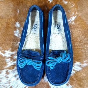 Ugg Suede Leather Shearling Lined Loafer Slippers